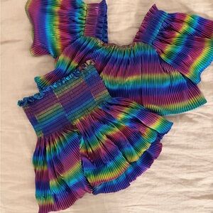 Queen of Sprkles Rainbow Pleated Top and skort
